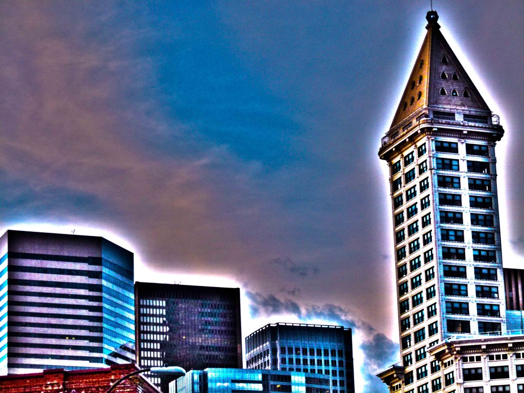 a postcard of an emboldened urban aura